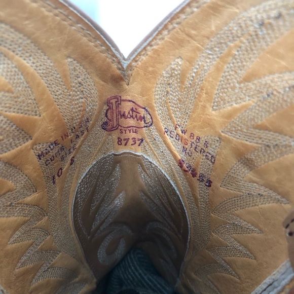 Vintage Justin 8737 Ostrich Quill Leather Boots. Sz 10E - Picture 3 of 15